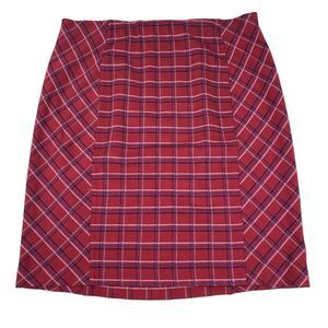 J. Jill Ponte Pull On Red Plaid Skirt size Large Tall